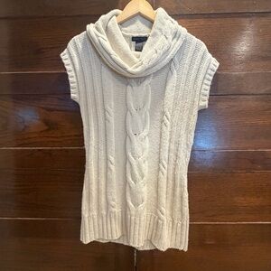 Nomadic Traders small Cream Cowl Neck knit Sweater vest camel angora lambs wool